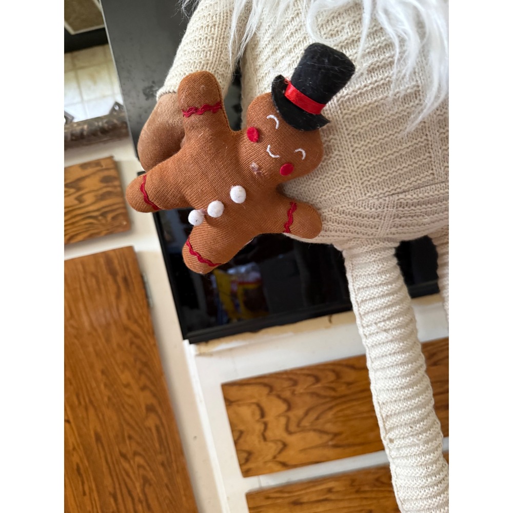 Large 48 Inch Christmas Gnome Plush Faux Fur Hat Gingerbread Man Holiday Decor - Picture 3 of 5